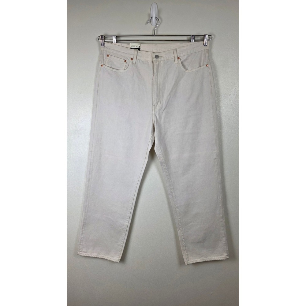 Levis Premium 568 Jeans Mens 40x32 Cream White Stay Loose 100% Cotton Original